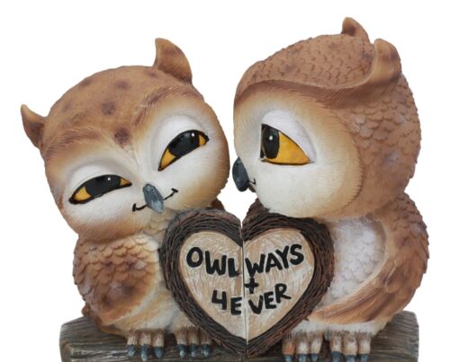 Ebros Valentines Kissing Love Owl Couple Decor Statue 2 Owls W/ Heart Sign