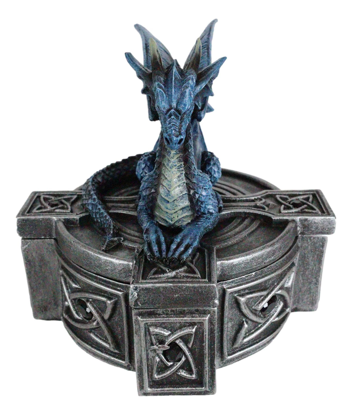Ebros Celtic Cross Bifrost Altar Drake Dragon Jewelry Box Sculpture Trinket Box - Ebros Gift