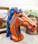 Ebros Gift Wild & Free Colorful Horse Bust Figurine 8.25" H Multi Color Rainbow Hand Painted Faux Wood - Ebros Gift