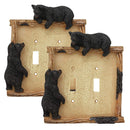 Ebros Set of 2 Rustic Forest Black Bear By Twigs Double Toggle Switch Covers