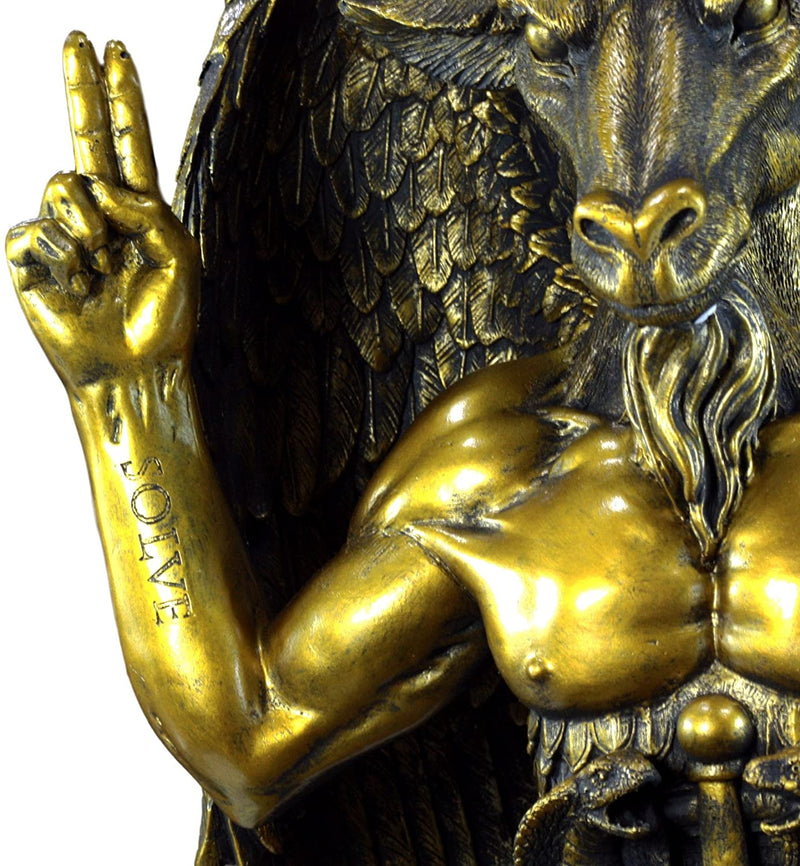 Large Gold Tone 3 Feet Oversized Sabbatic Goat Baphomet Statue