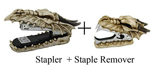 Novelty Skull Dragon Stapler and Stapler Remover Office Desktop Stationery Set