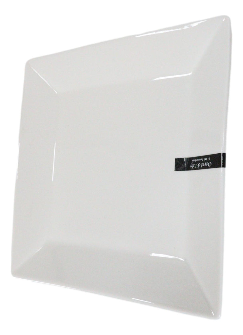 Ebros Pack Of 4 Kitchen And Dining Modern Contemporary Design Porcelain Square Appetizer Plates 8.25"Wide Restaurant Supply Grade Dishwasher And Microwave Safe Perfect For Salad Dessert Hors d'oeuvre
