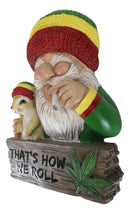 Good Vibes Gypsy Rasta Gnome Smoking Weed Roll With Squirrel Wall Decor Sign