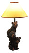 Ebros Wildlife Rustic Cabin Lodge Decor Whimsical Stacked Up 3 Playful Black Bear Cubs On Piggyback Table Lamp Statue with Shade 23.75"High Forest Bear Family Desktop Lamps