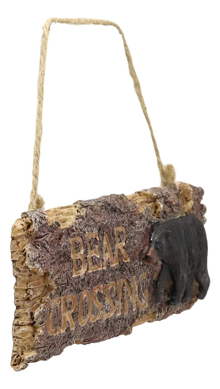 Ebros 8.25" W Rustic Bear Signs Bear Crossing Sign Wall Mounted Decor Figurine