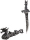 Ebros Gift Obsidian Athame Dragon Blade Letter Opener with Drake Base Stand Set