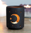 Pack Of 2 Wicca Mystical Moon And Stars Cutout Ceramic Votive Candle Holders