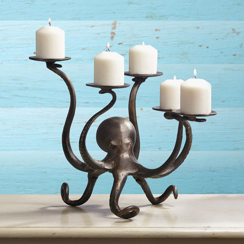 Giant Creature Kraken Octopus Penta Candleholder Home Decor Made of Aluminum