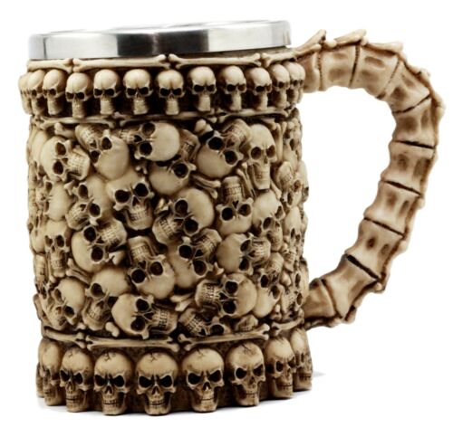 Ebros Large Ossuary Skull Bone Graveyard Beer Stein Tankard Coffee Cup Drink Mug 14oz
