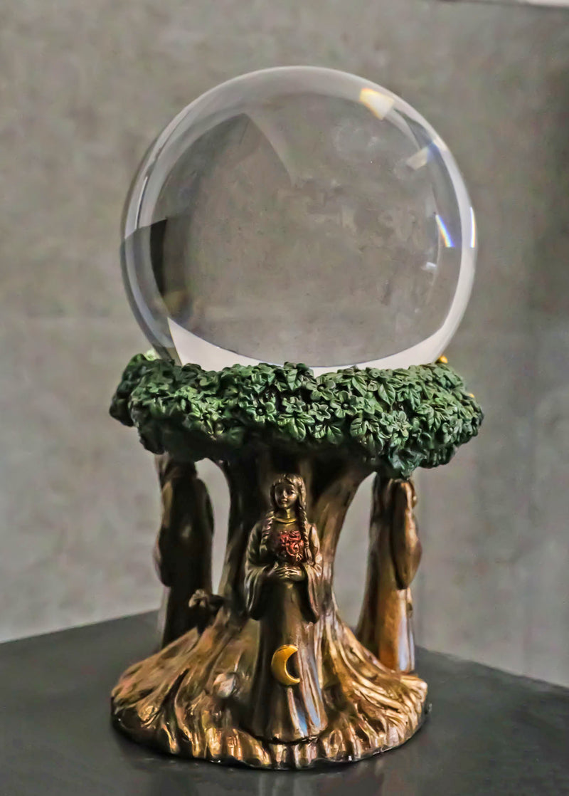 Triple Goddess Mother Maiden Crone With Celtic Tree Of Life Scrying Gazing Ball