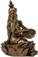 Ebros Vastu Hindu Goddess Saraswati Seated On Lotus Playing Veena Guitar Statue