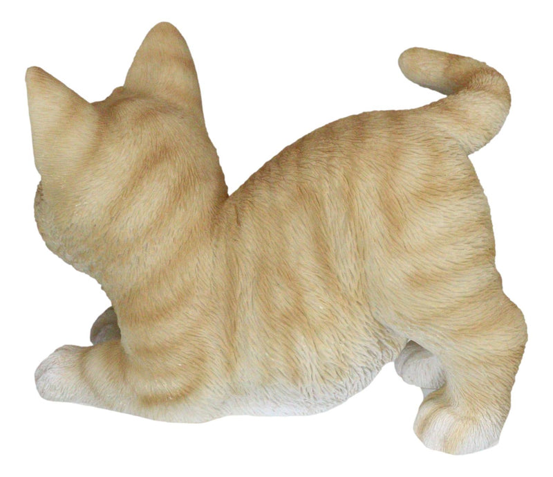Pet Pal Playful Crouching Feline Orange Tabby Cat Kitten Figurine W/ Glass Eyes