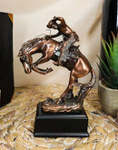 Western Rodeo Wild Cowboy With Bucking Horse Bronze Electroplated Figurine