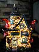 Fairy Garden LED Light Up Cottage Stone House With Toadstool Mushrooms Figurine