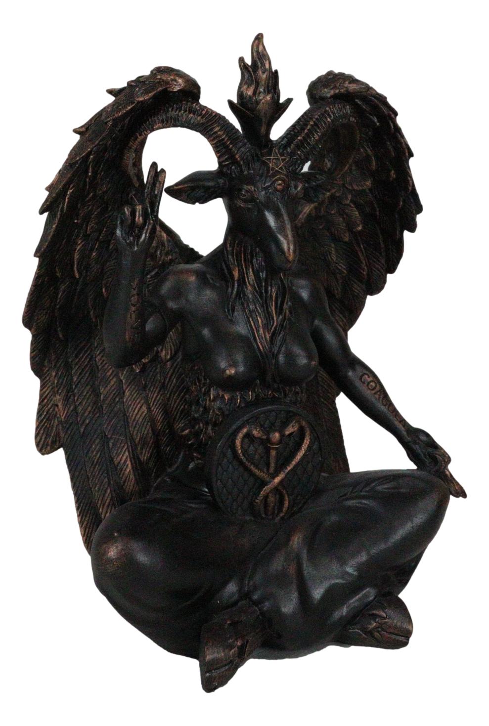 Pagan Occult Sabbatic Goat Idol Baphomet Sitting Meditation Figurine 8"H - Ebros Gift