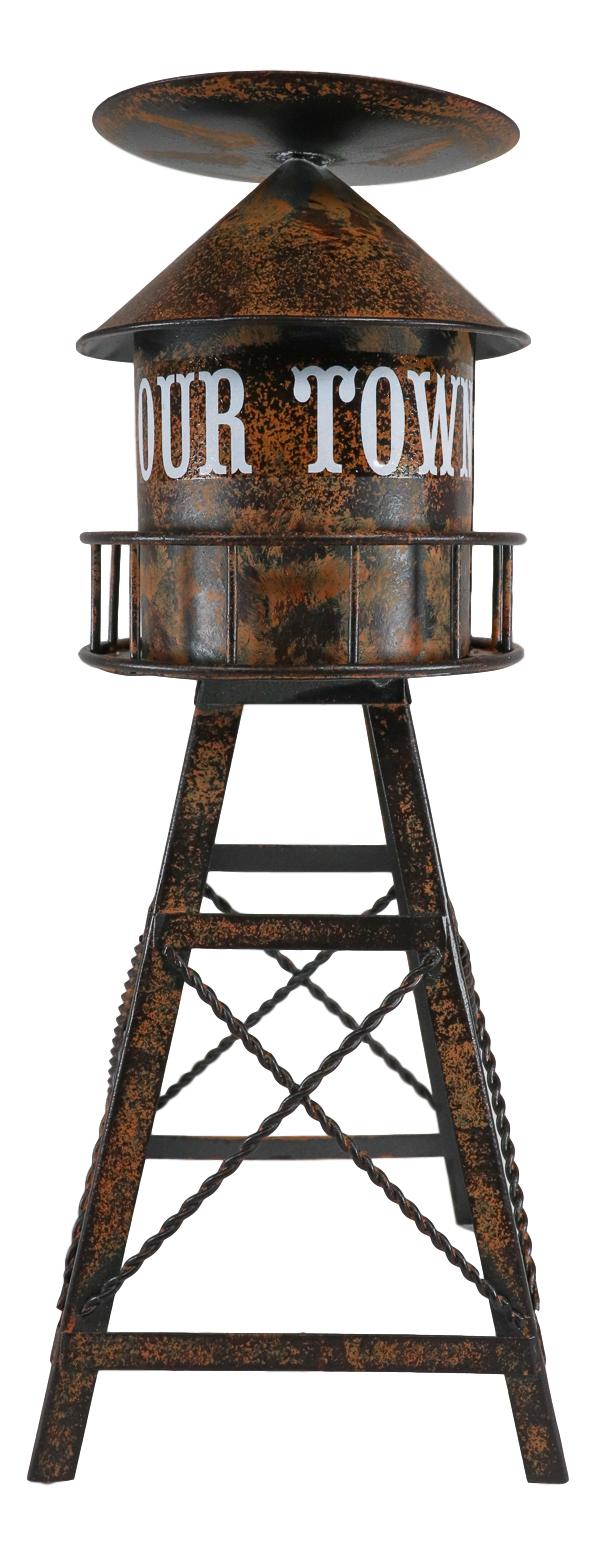 Ebros Vintage Old Fashioned Rustic Metal Water Tank Tower Pillar Candle Holder Stand