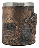 Ebros Lion And Lioness Pride Coffee Mug Textured With Rustic Tree Bark Design