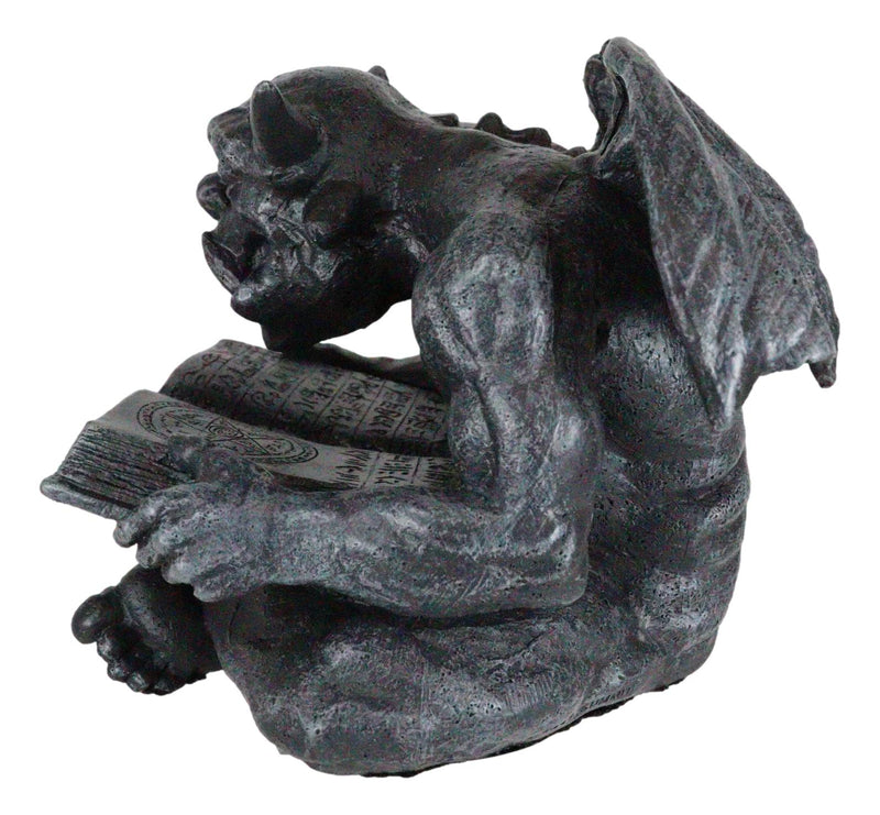 Notre Dame Horned Gargoyle With Spell Book Statue Demonic Bibliography Watchmen