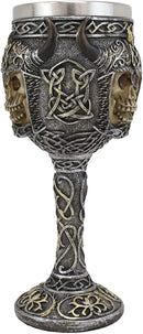 Ebros Gothic Viking Grinning Skull Wine Goblet With Celtic Knotwork 7.5"H