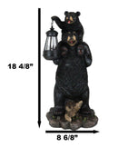 Ebros Rustic Black Bear Carrying Cub On Shoulder Statue 18.75"Tall With Solar LED Lantern Light Bear Family Guest Greeter"This Little Light Of Mine" Realistic Wildlife Black Bear Decor