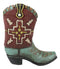 Set Of 3 Western Cowboy Aztec Mexica Faux Tooled Leather Boots Floral Vases