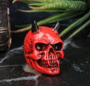 Hell Bent Pit Lord Horned Crimson Blood Red Demon Vampire Mini Skull Figurine