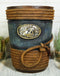 Rustic Western Cowboy Ropes Horse Concho W/ Denim Finish Waste Basket Trash Bin