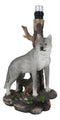 Denizen Of Twilight Lone Gray Wolf Table Desktop Lamp With Forest Shade Decor
