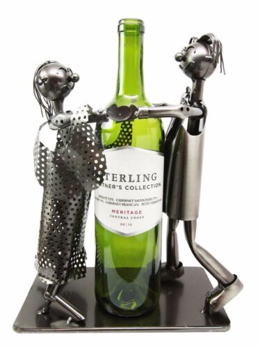 Tango Dancing Lover Couple Hand Made Metal Wine Bottle Holder Caddy Decor