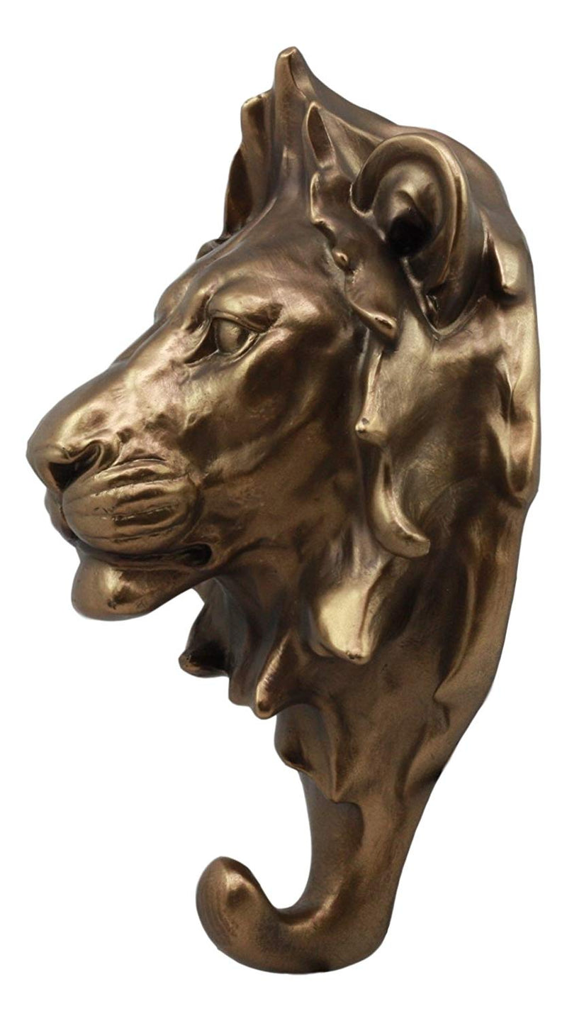 Aslan Lion Bust Wall Hook Hanger Safari Trophy Wall Mount Plaque Figurine 8"H