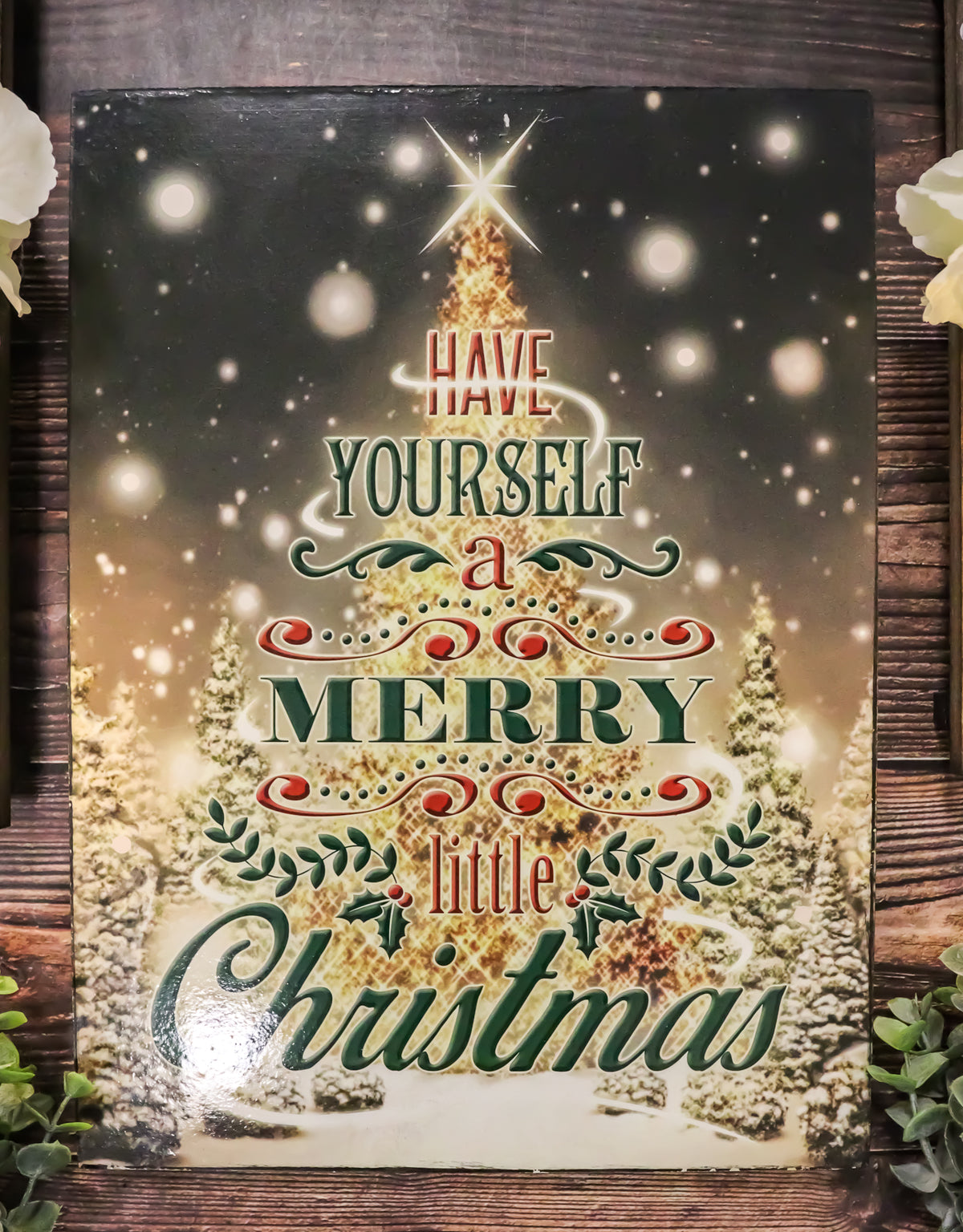 Set of 2 Holiday Festive Season Joyful Merry Christmas Greeting Sign Wall Decors