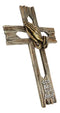 Rustic Western Faux Wooden God Bless Our Family Praying Hands Rugged Wall Cross