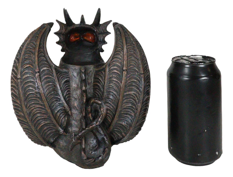 Gothic Winged Dragon Guard Gargoyle With Translucent Eyes Candle Holder Figurine