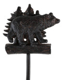 Cast Iron Rustic Cabin Bathroom Black Bear By Pine Trees Hand Towel Ring Holder