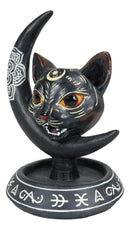 Occult Wicca Sacred Geometry Black Cat Crescent Moon Backflow Incense Burner