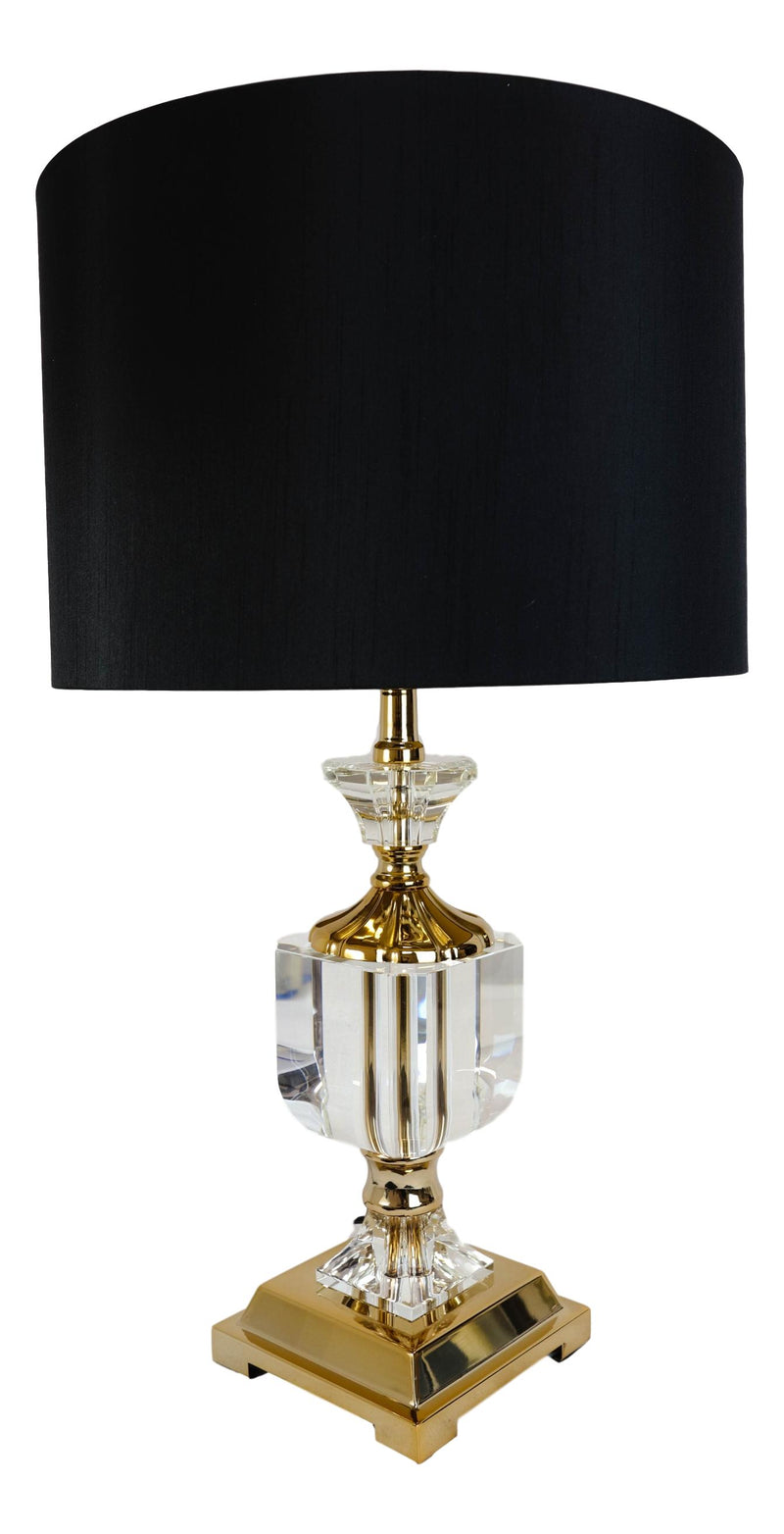 Modern Transitional Crystal Glass Gold Plated Metal Glam Table Lamp With Shade