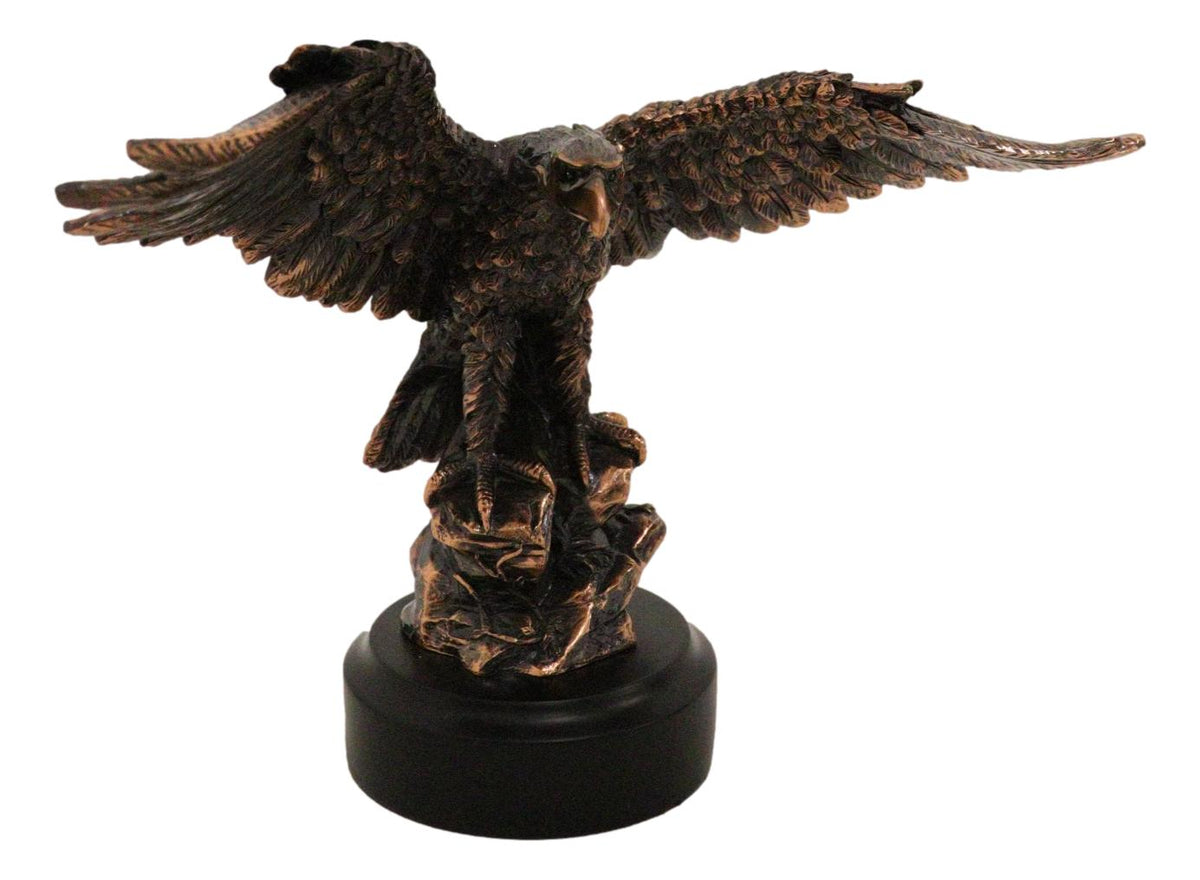 Patriotic American Bald Eagle Bronze Electroplated Resin Figurine With Base