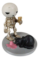 Lucky The Skeleton Boy Dropping His Ice Cream By Mystical Black Cat Figurine