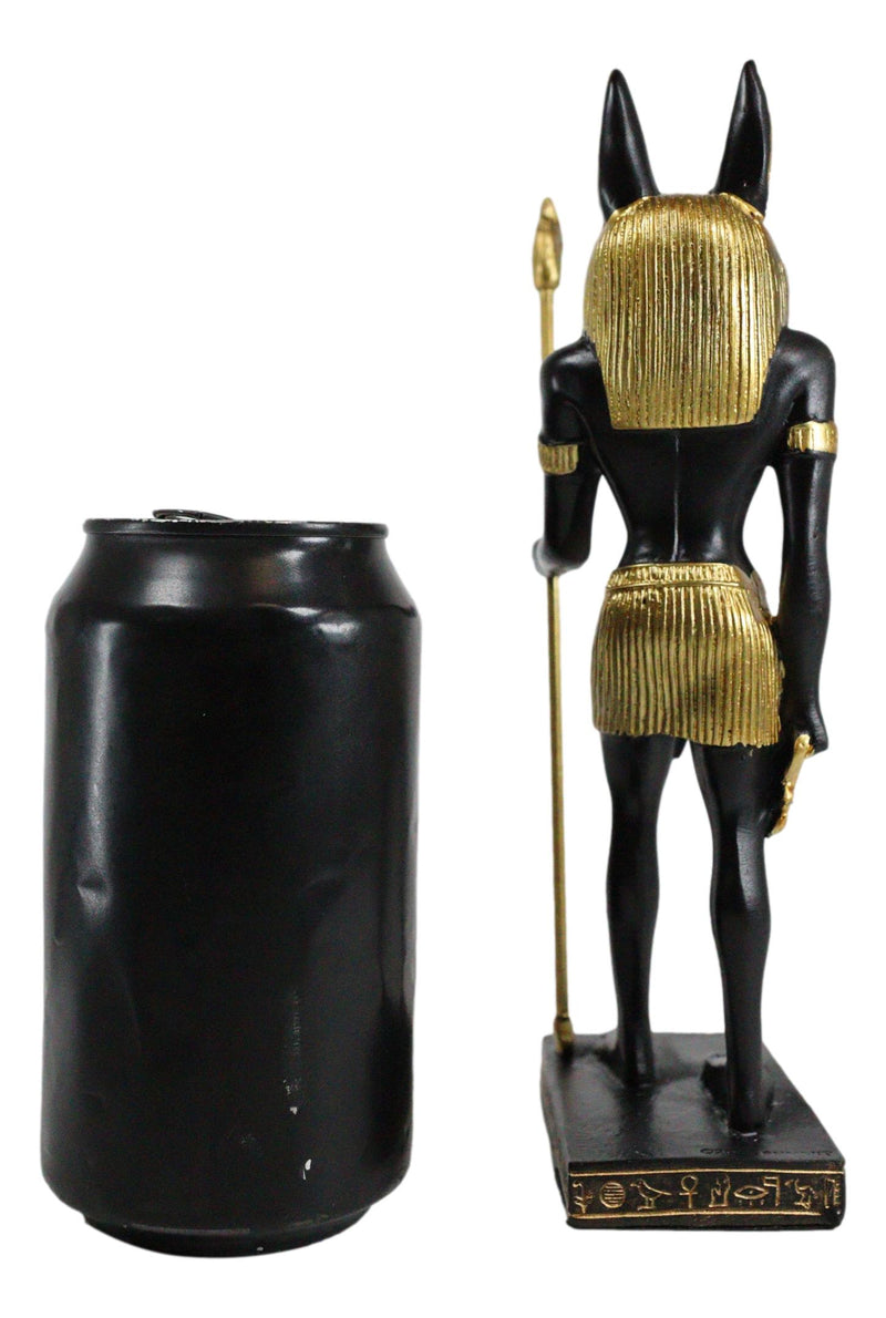 Egyptian Standing Anubis Holding Staff Statue God of Afterlife Mummification