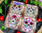 Ebros Fancy Sugar Skulls Day Of The Dead Ceramic Coaster Set of 4 Tiles