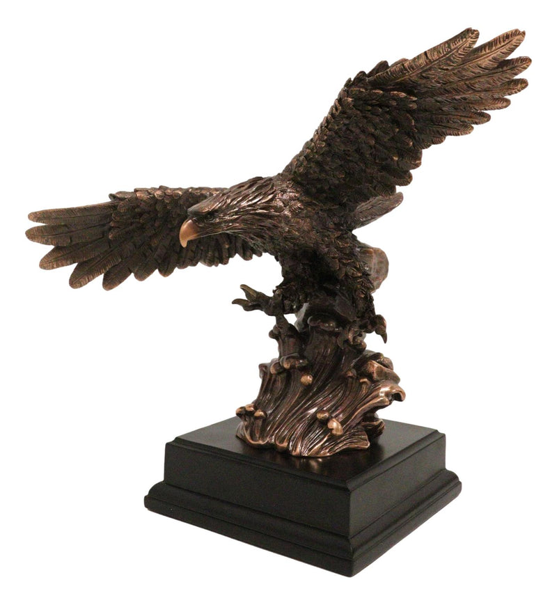 American Bald Eagle Swooping Towards Water Bronze Electroplated Resin Figurine