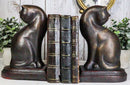 Faux Bronze Feline Cats At Repose Kissing Their Backs Bookends Pair Figurine Set