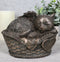 Heavenly Angel Cat Sleeping in Wicker Bed Cremation Urn Pet Memorial Statue