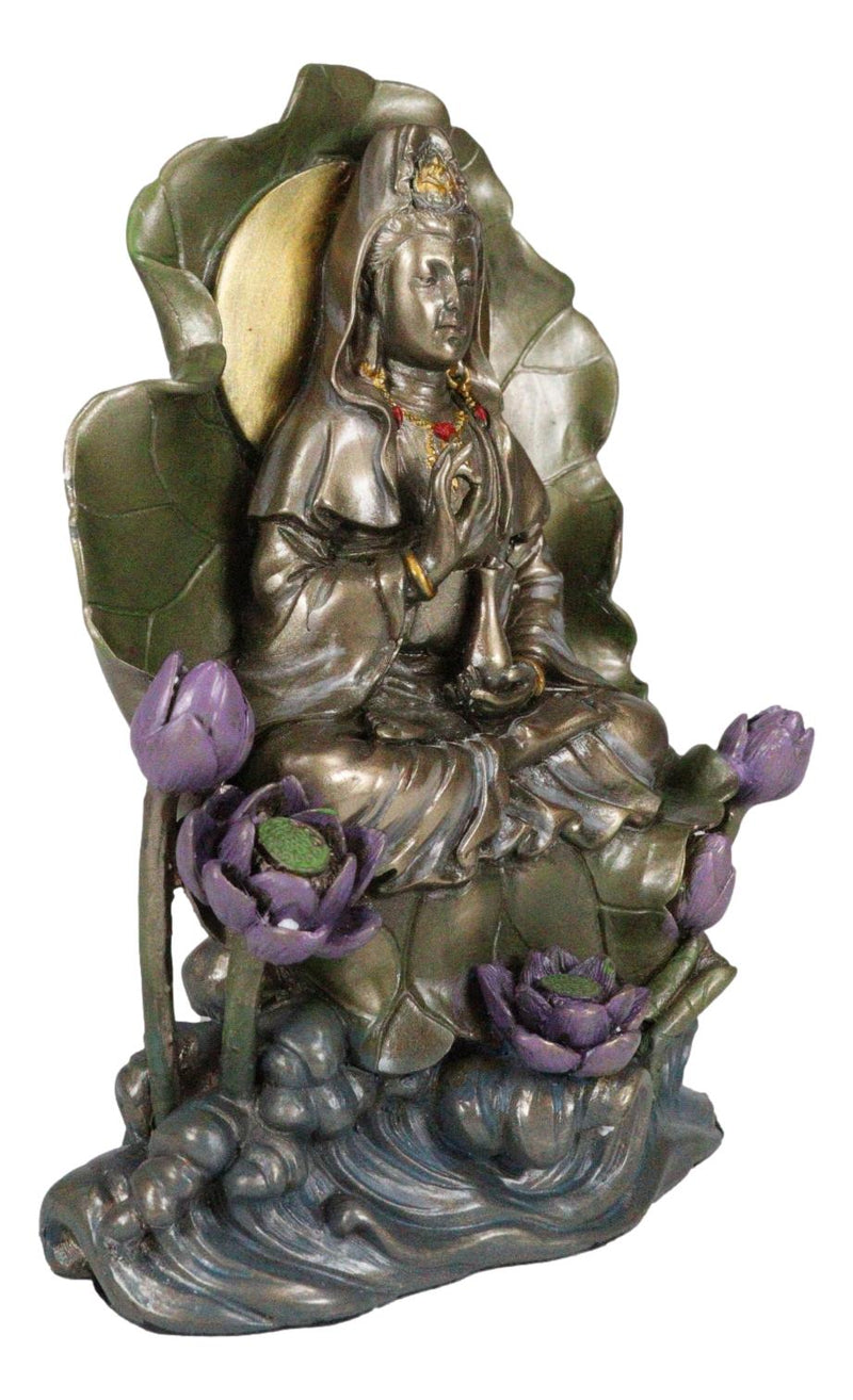 Bodhisattva Buddha Kuan Yin Seated on Lotus In Meditation Sculpture Statue