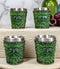 Tree Spirit Forest Dryad Foliage Leaf Pattern Greenman 2oz Shot Glasses Set Of 4