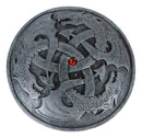Fantasy Round Celtic Dragon Triad With Red Gem Jewelry Box Figurine 3.5"Diameter