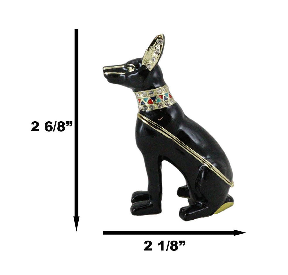 Egyptian Anubis Dog God Of The Dead Pewter Austrian Crystals Trinket Jewelry Box