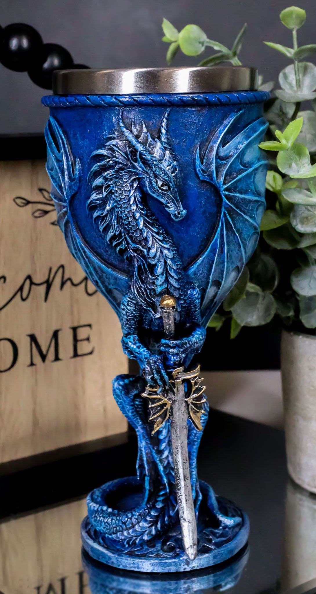Ebros Ruth Thompson Dragon's Lair Sea Blade Drake 8oz Wine Goblet Chalice Cup
