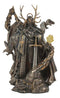 Arthurian Legend Wizard Merlin With Excalibur Sword Statue Magic Fire Prophet